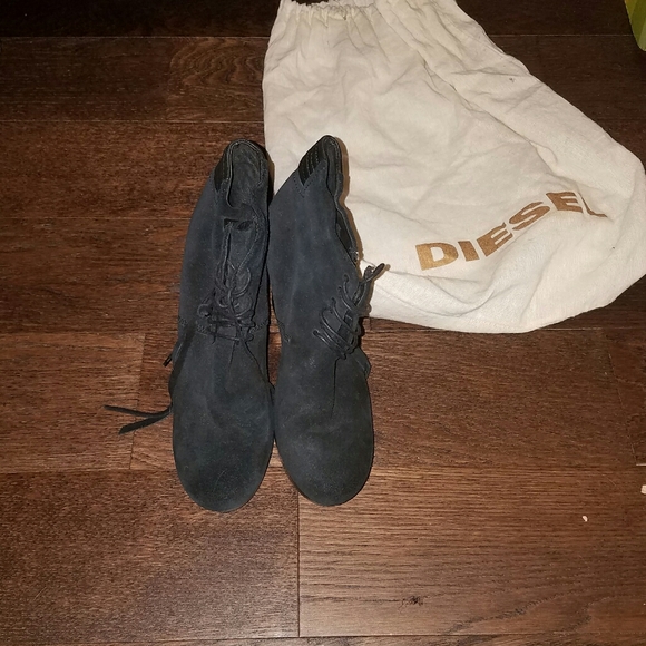 Diesel suede black boot wedges - Picture 2 of 8